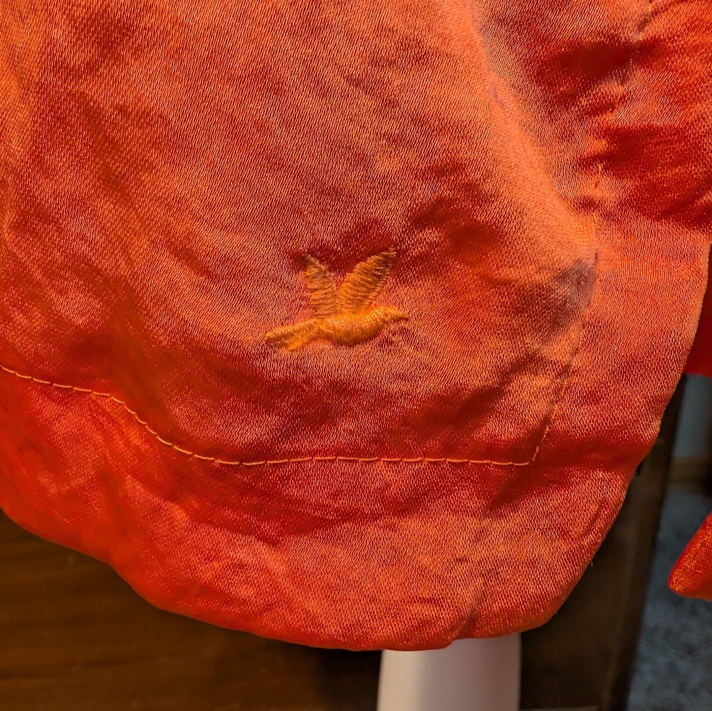 aerie Intimates Women's Satin Sleepwear Dress Adjustable Straps Orange Crush - Picture 7 of 14